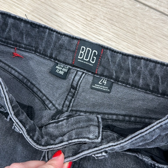 BDG Urban Outfitters Stretch High-Rise Flare Distressed Black Jeans Size 24 - Picture 5 of 9